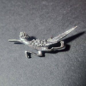 Vintage Roadrunner Brooch Pin Running Bird Silver Tone